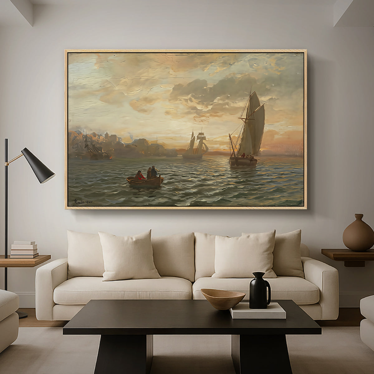 View from the Oslofjord, 1866 - Floater Framed Canvas Print