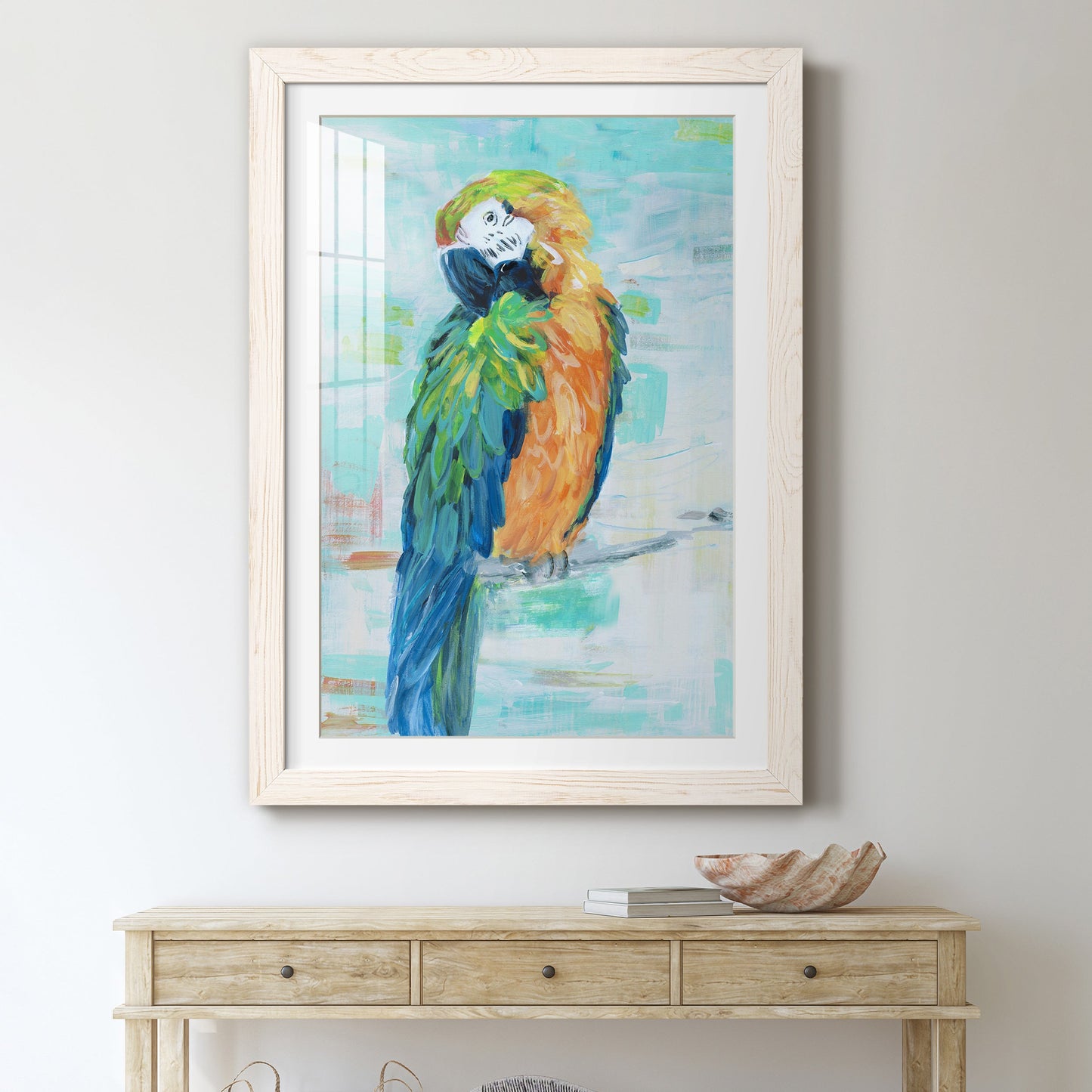 Island Parrot II - Premium Framed Print - Distressed Barnwood Frame - Ready to Hang