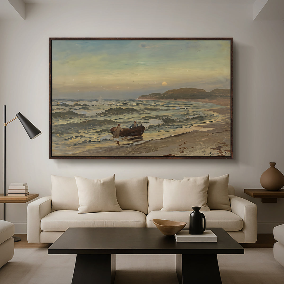Storm at Rügen, 1882 - Floater Framed Canvas Print