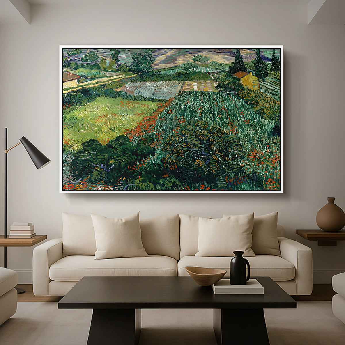 Field with Poppies, Saint-Rémy, 1889 - Floater Framed Canvas Print