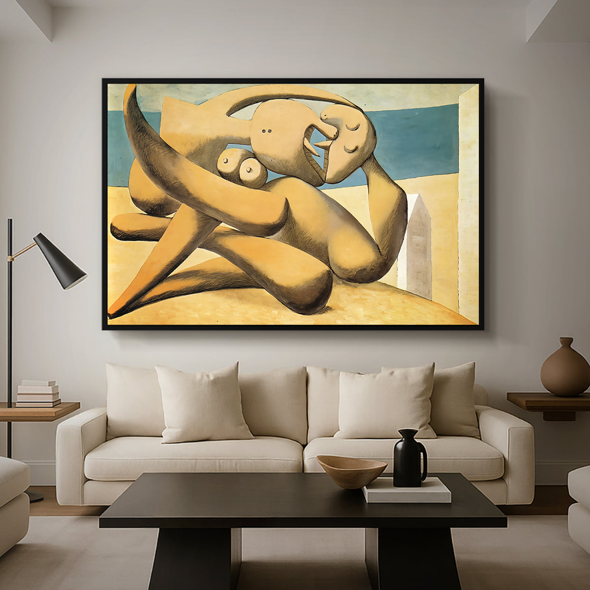 Figures at the Seaside (The Kiss), 1931 - Floater Framed Canvas Print