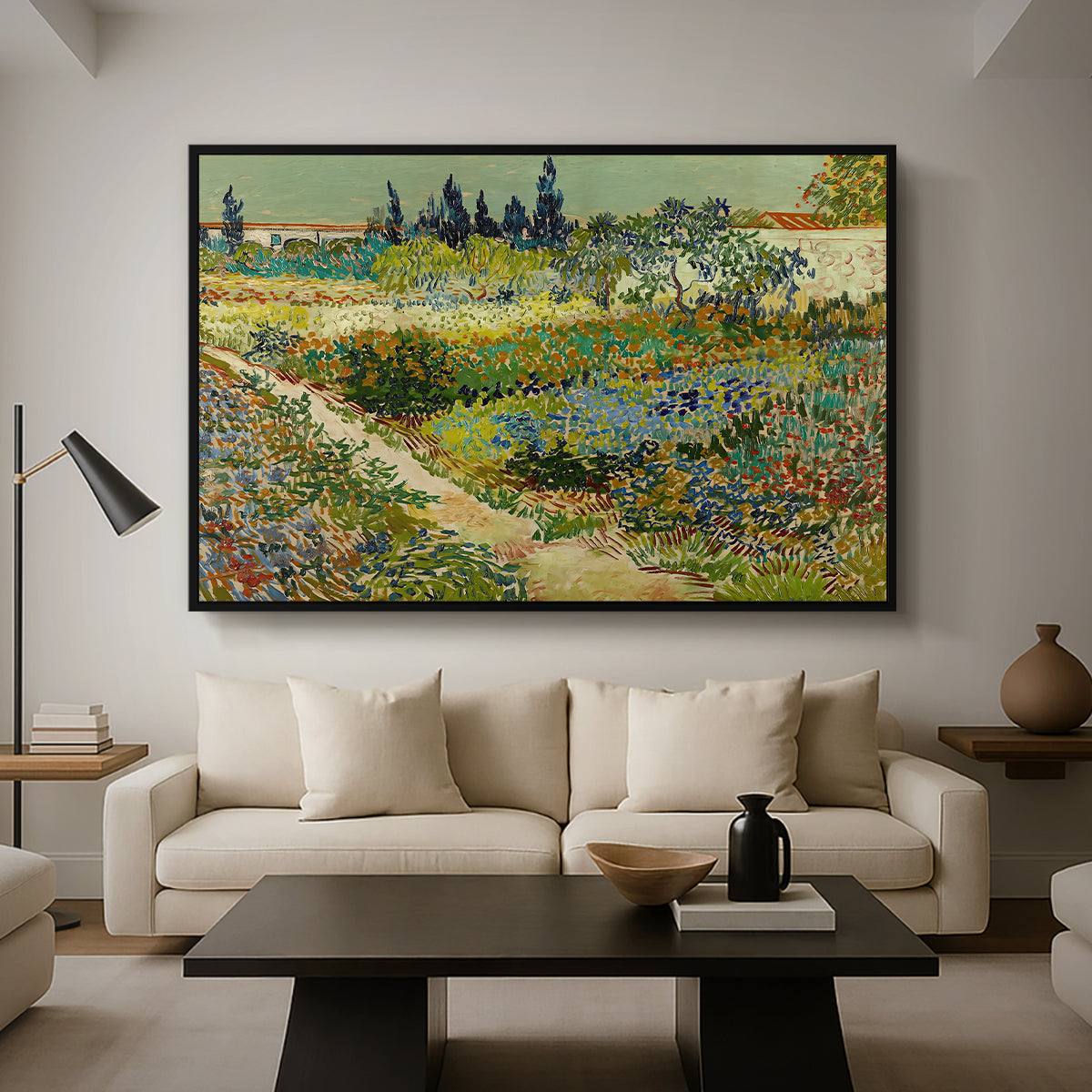 Garden at Arles, 1888 - Floater Framed Canvas Print