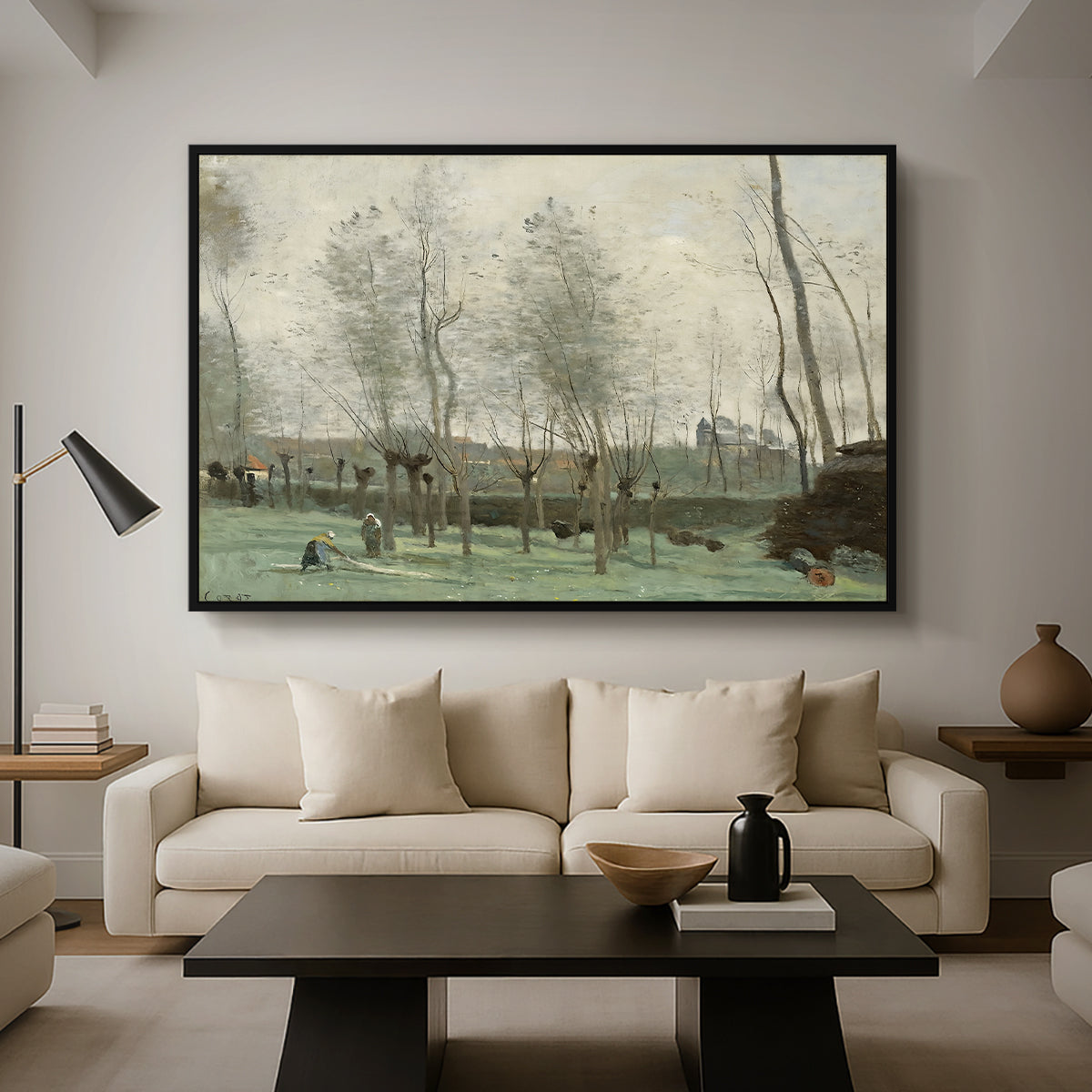 Washerwomen in a Willow Grove, c. 1871 - Floater Framed Canvas Print