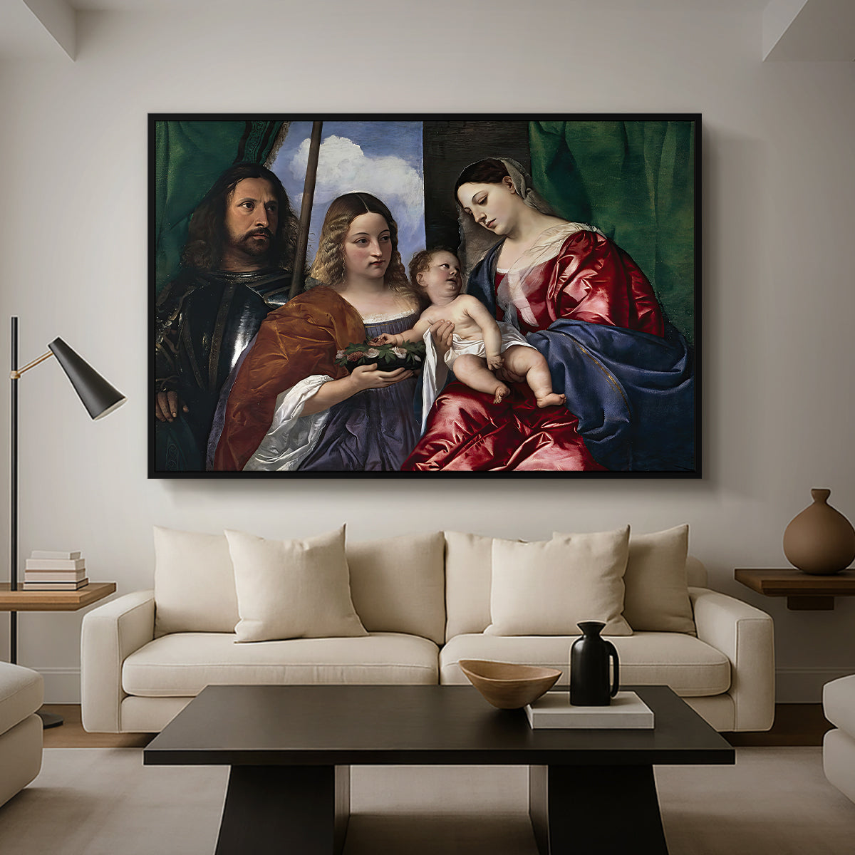 Madonna and Child with Saints Dorothy and George, c. 1516 - Floater Framed Canvas Print