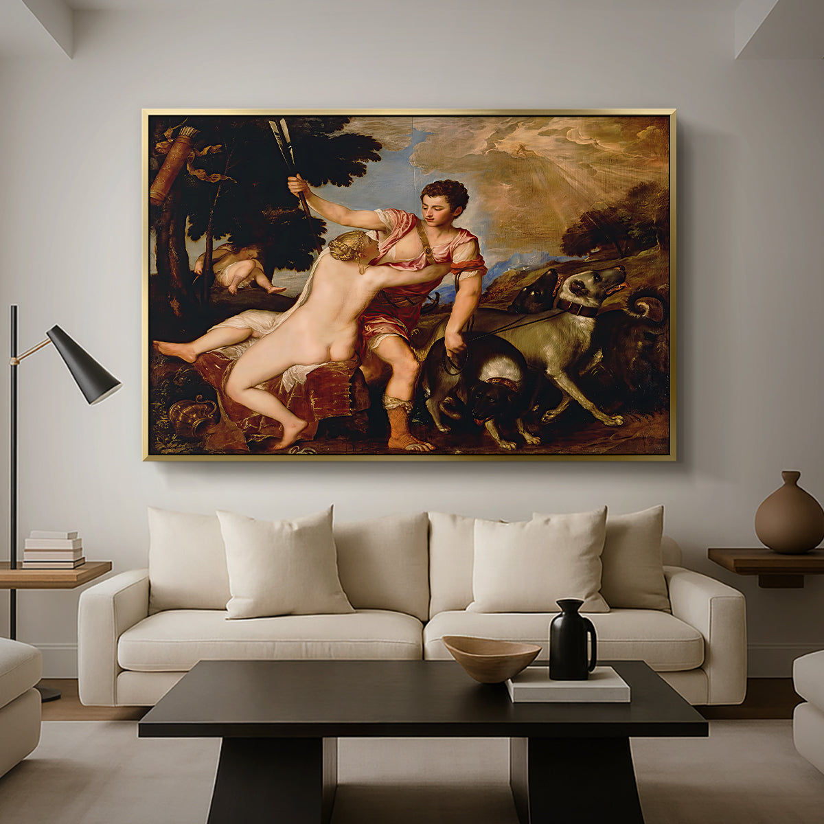 Venus and Adonis, 1554 - Floater Framed Canvas Print