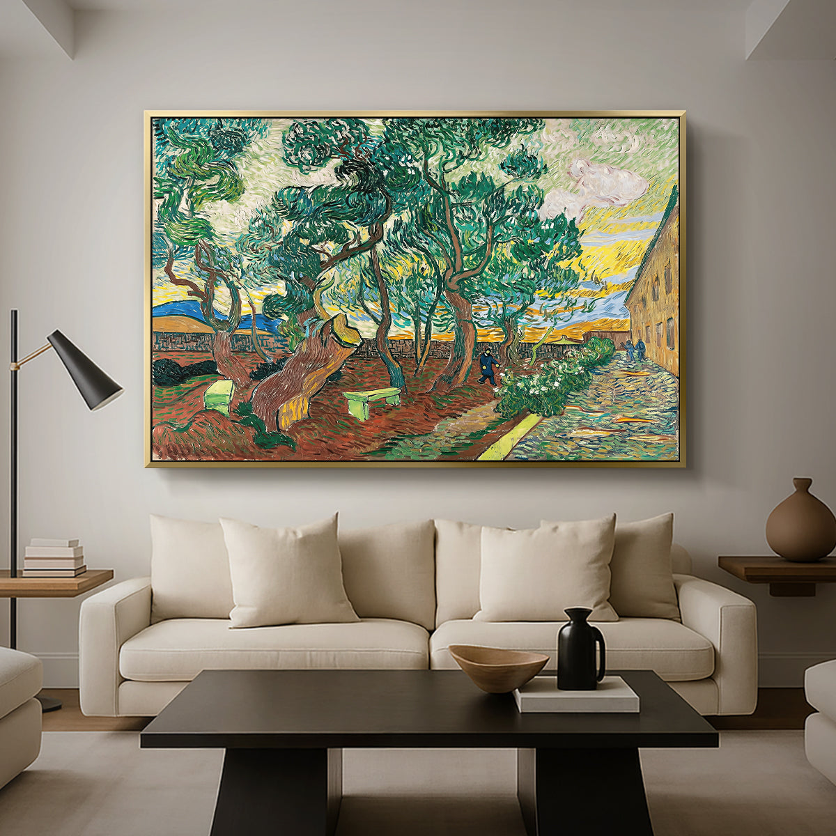 The Garden of Saint-Paul Hospital, 1889 - Floater Framed Canvas Print
