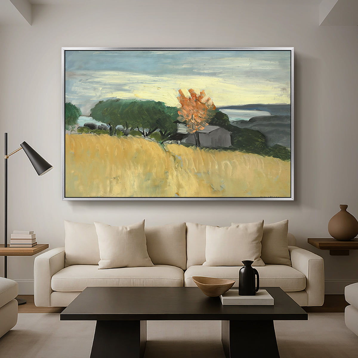 Fields of Wheat in Cagnes, 1918 - Floater Framed Canvas Print