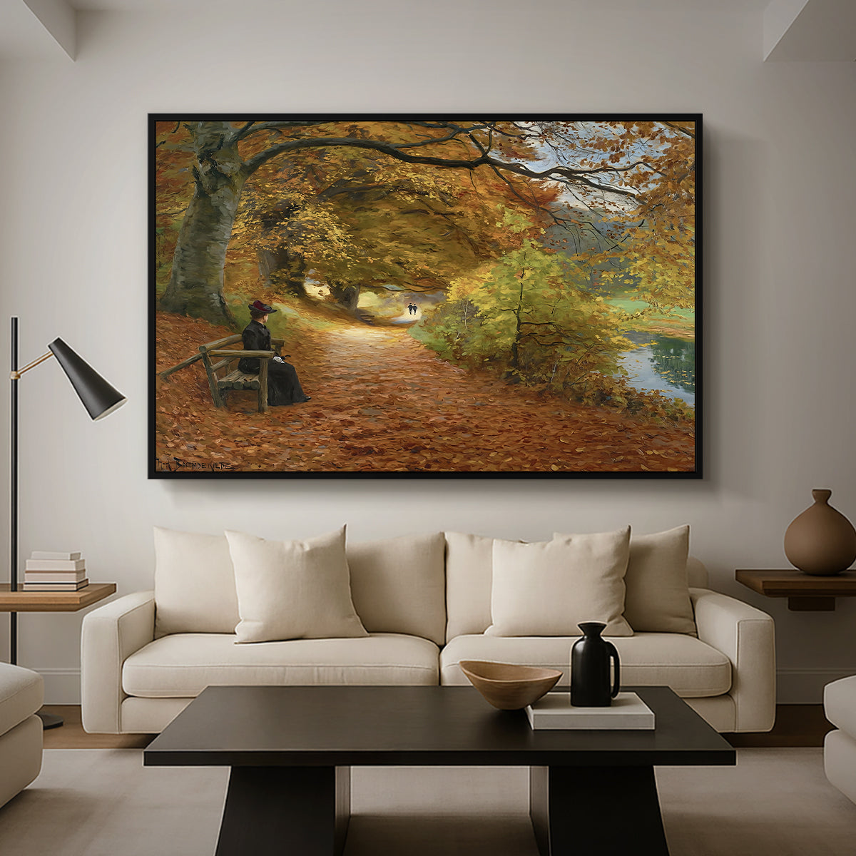 A Wooded Path in Autumn, 1902 - Floater Framed Canvas Print