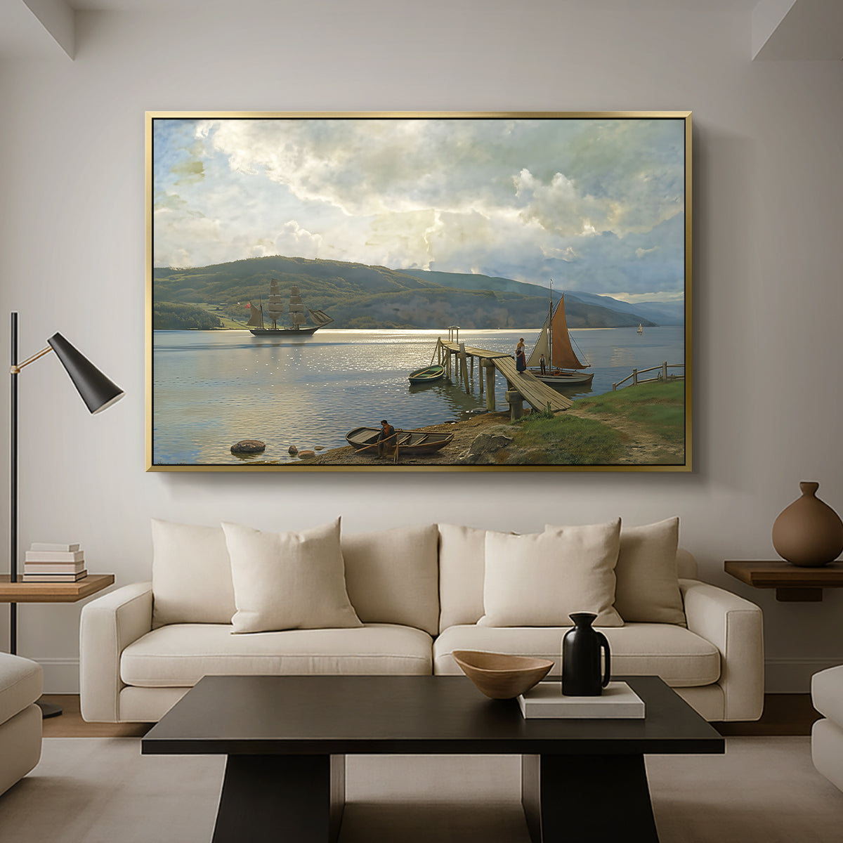 The Jetty at Feste near Moss, 1898 - Floater Framed Canvas Print