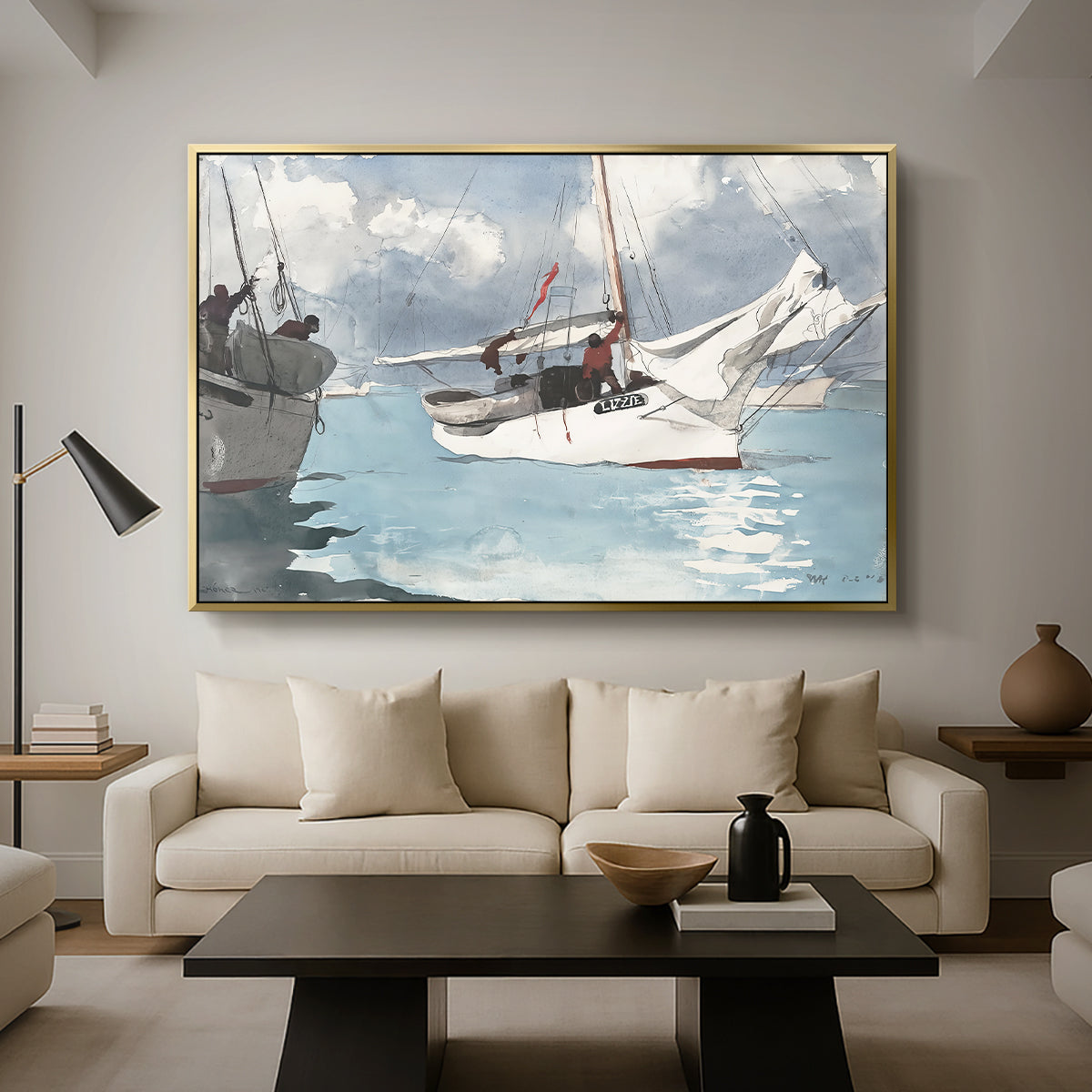 Fishing Boats, Key West, 1903 - Floater Framed Canvas Print