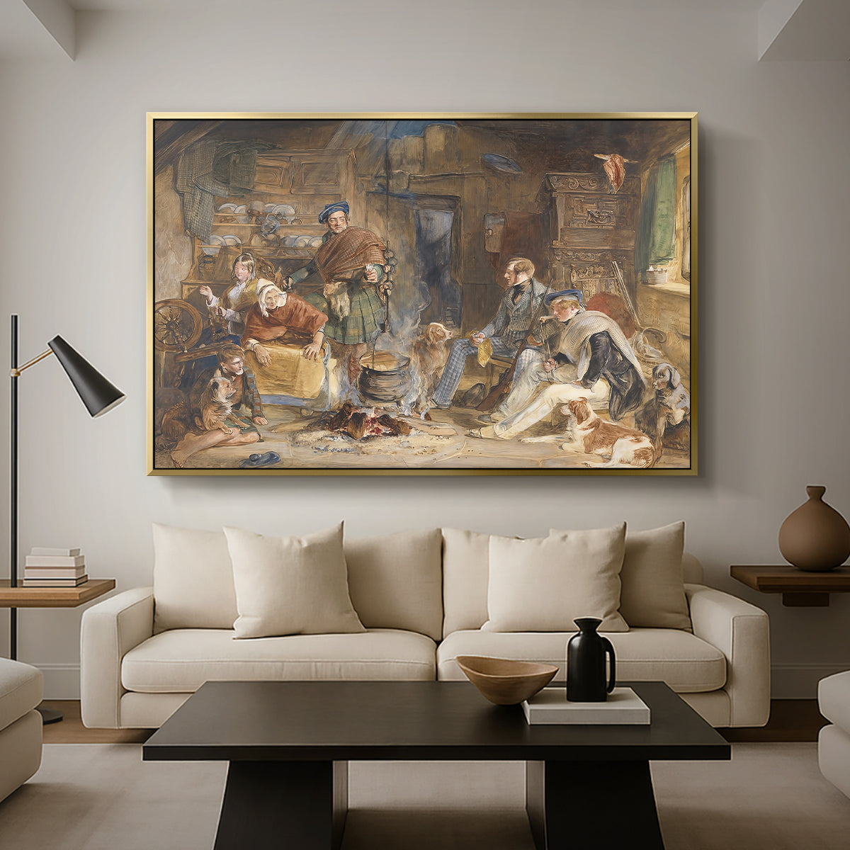 Highland Hospitality, 1832 - Floater Framed Canvas Print