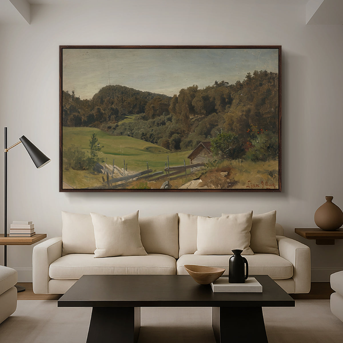 Landscape at Ljan, 1858 - Floater Framed Canvas Print