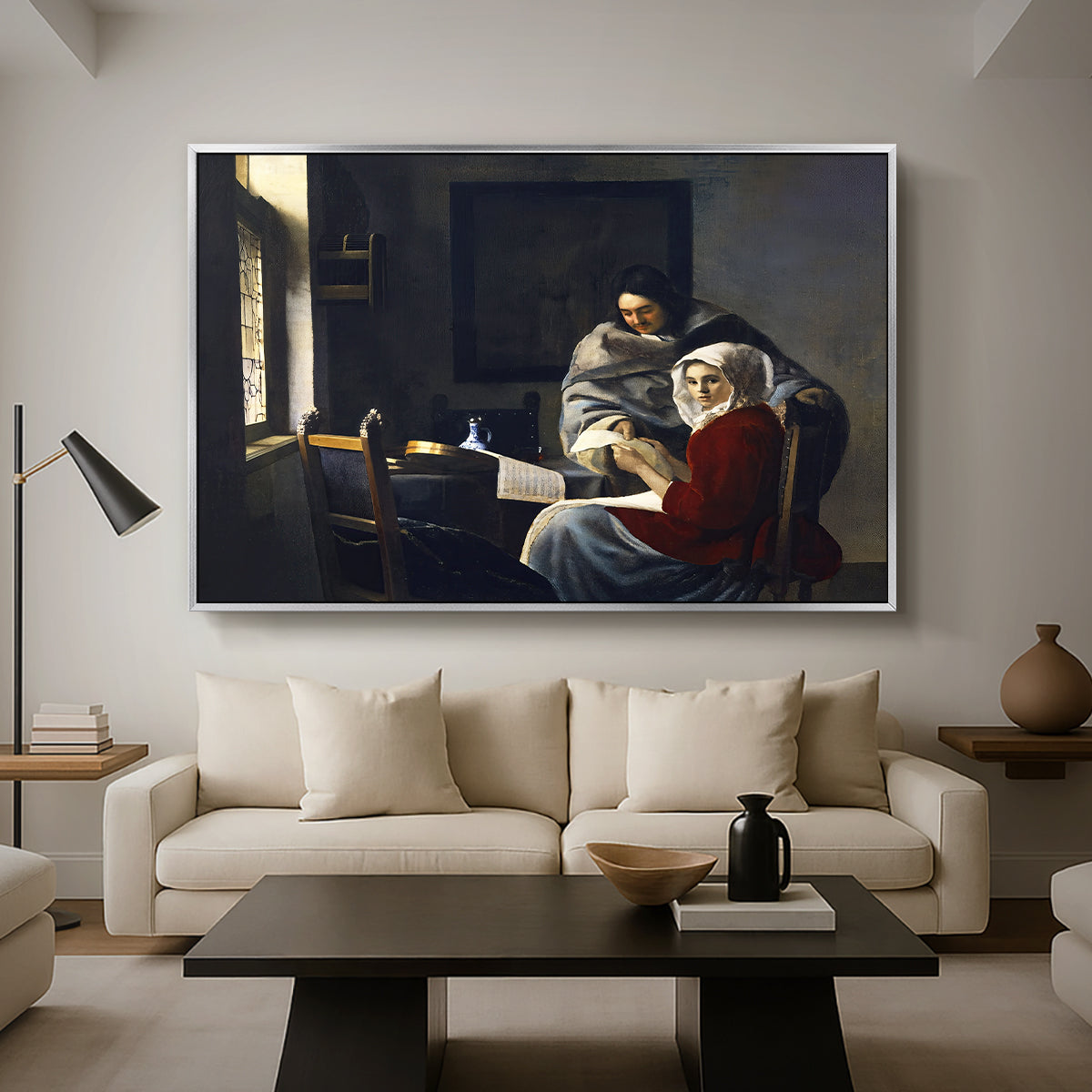 Girl Interrupted at Her Music, c. 1658-1659 - Floater Framed Canvas Print