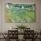 Canvas art print featuring a cultivated vineyard rows stretching across landscape with distant horizon, showcased as a statement wall artwork