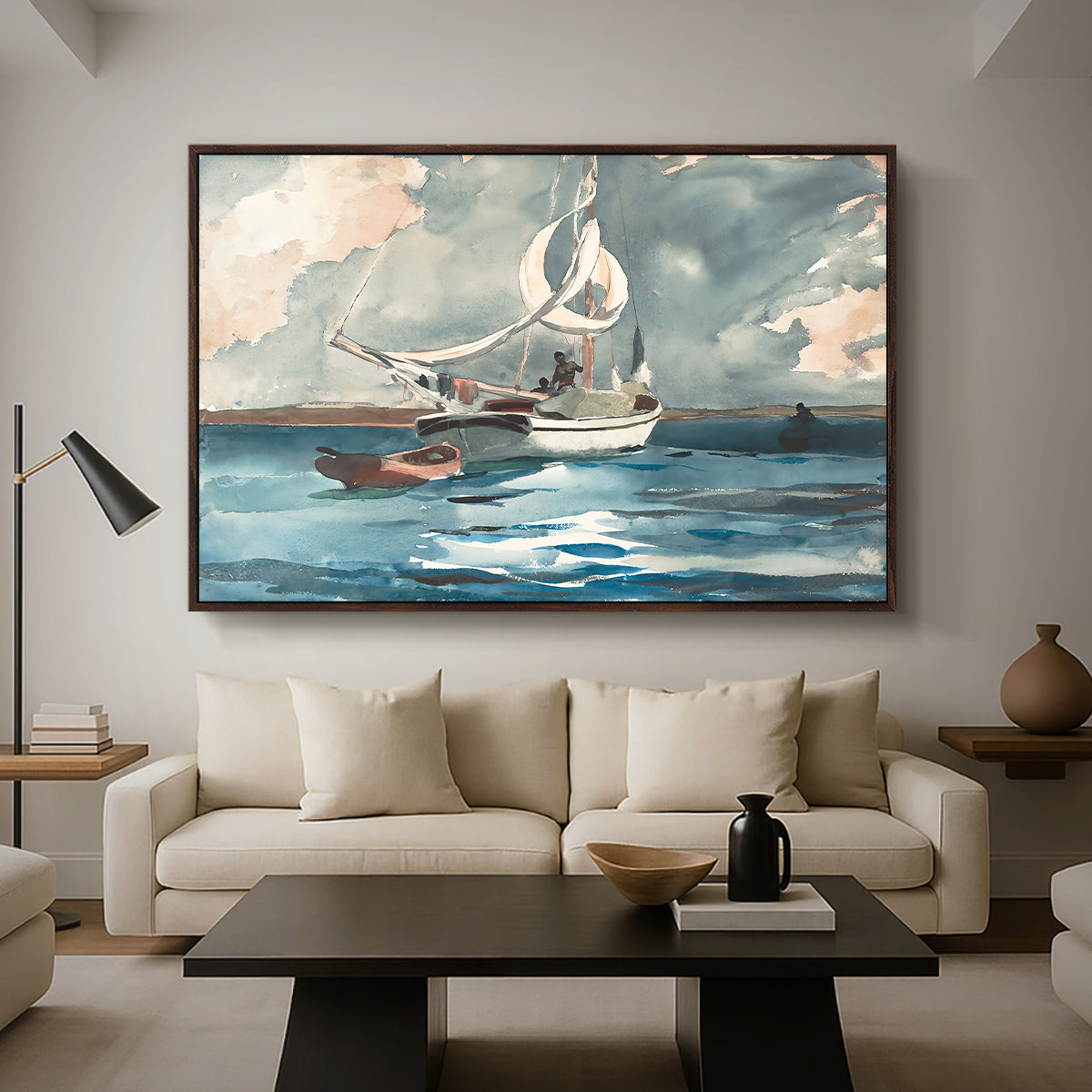 Sloop, Nassau, 1899 - Floater Framed Canvas Print