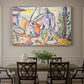 Canvas art print featuring figures relaxing in a bright coastal landscape with water and trees, showcased as a statement wall artwork