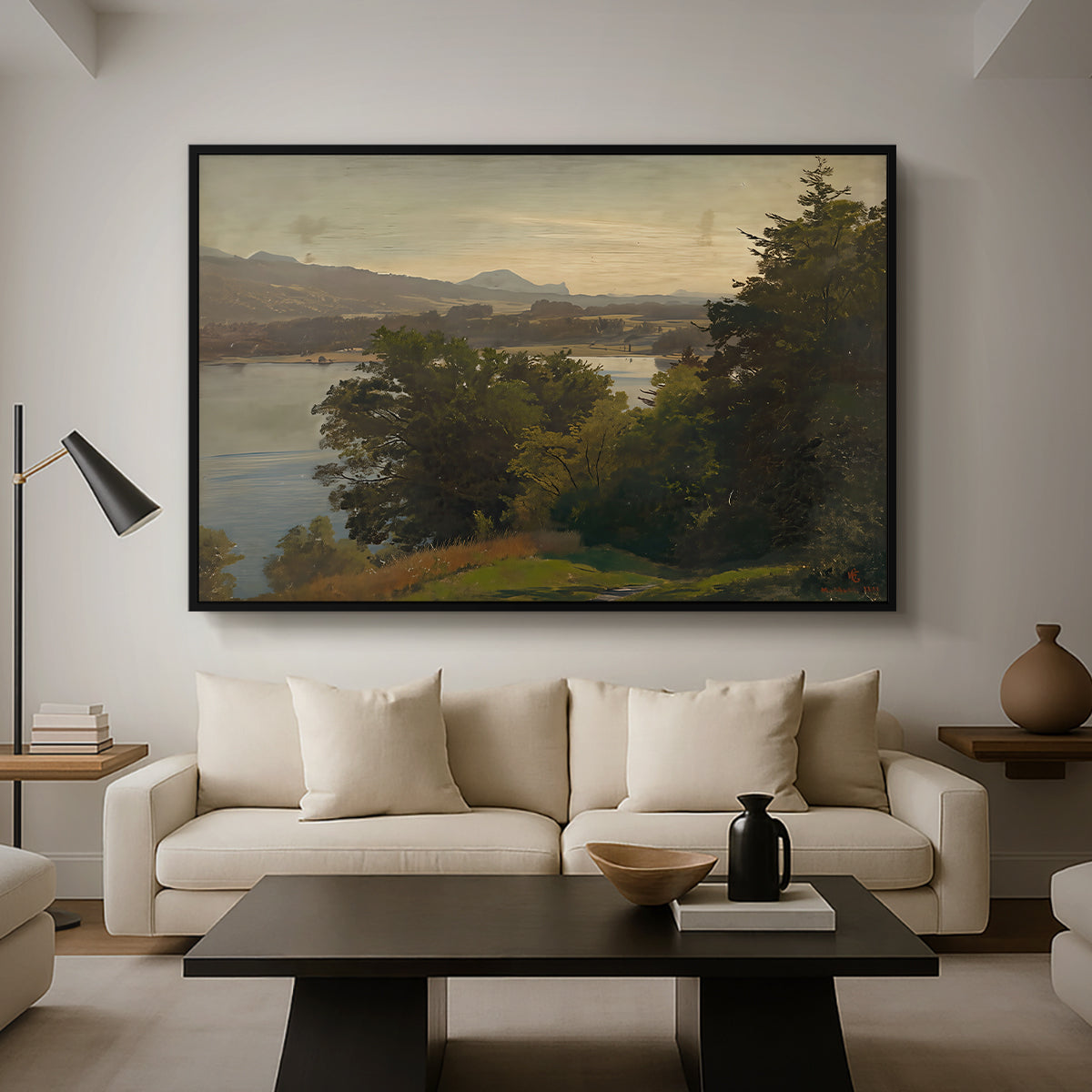 View of the Mondsee, 1870 - Floater Framed Canvas Print