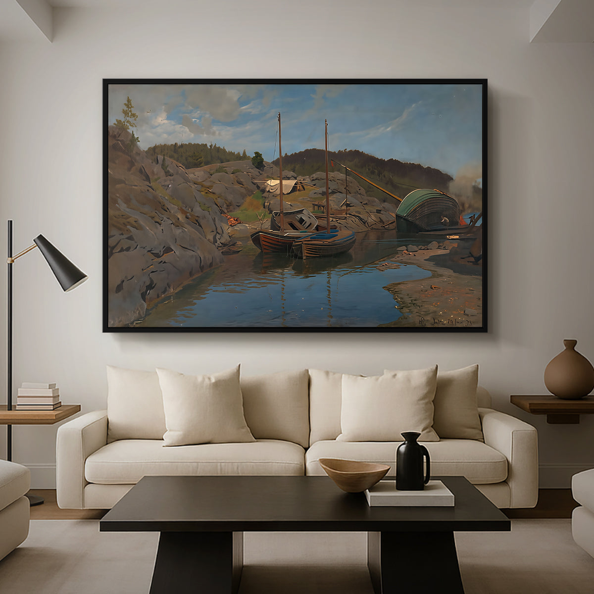 Pilotboats, 1875 - Floater Framed Canvas Print