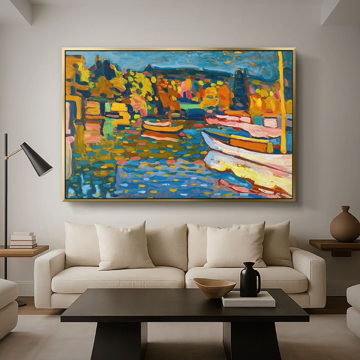 Study for Autumn Landscape with Boats, 1908 - Floater Framed Canvas Print