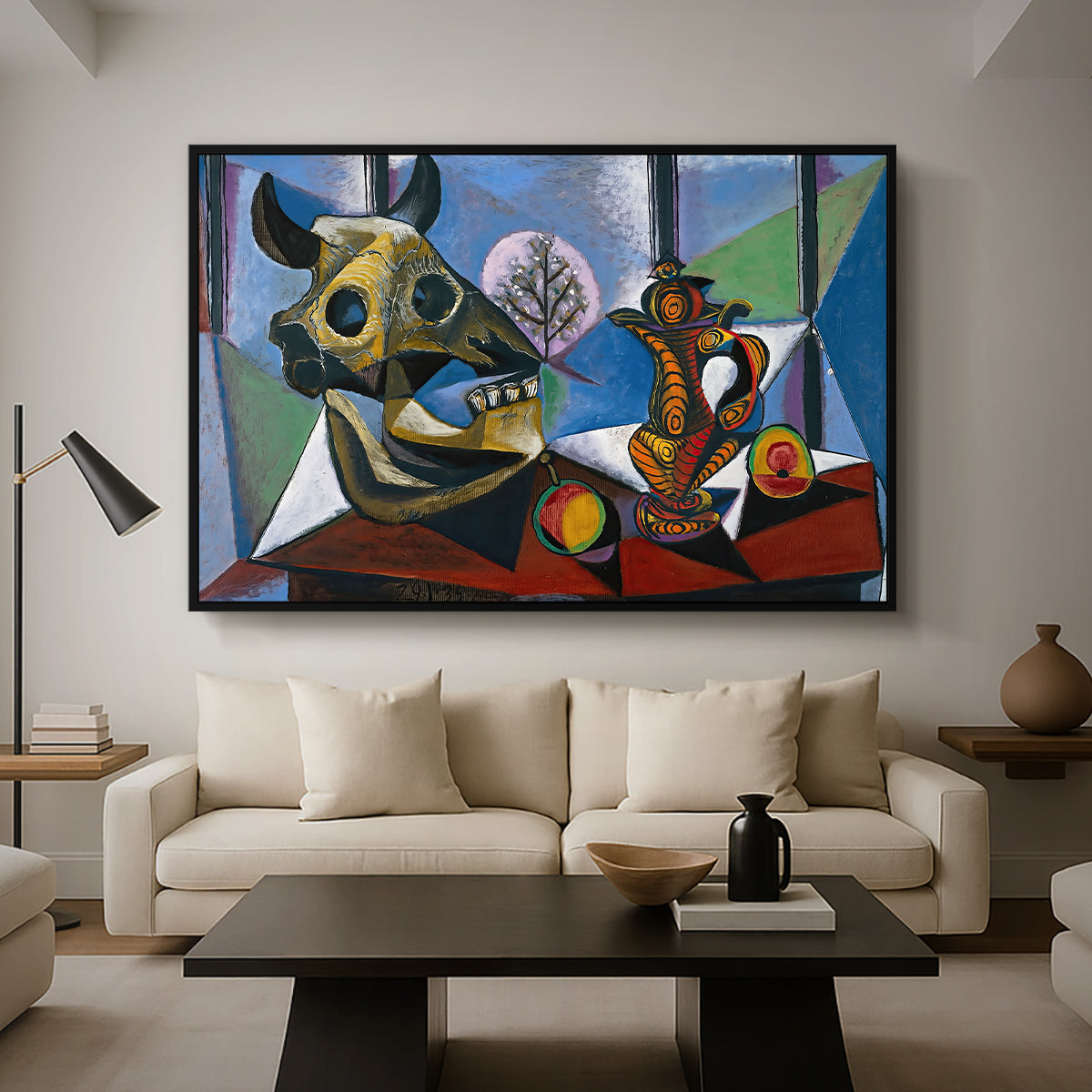 Still Life with Bull's Skull, 1939 - Floater Framed Canvas Print