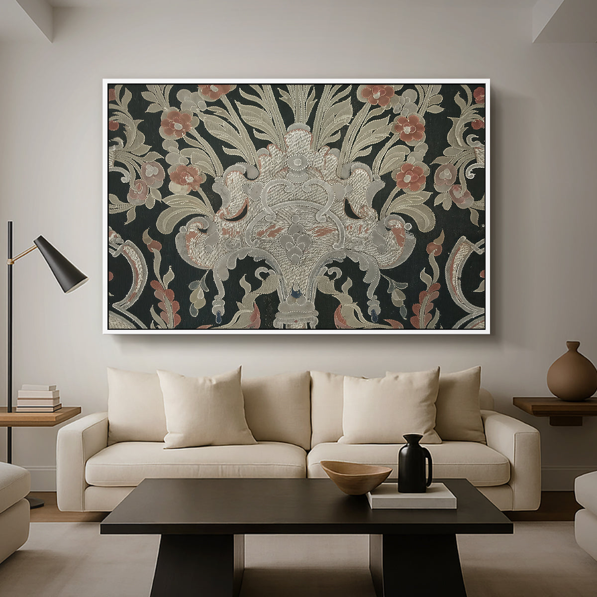 Hanging (Printed Textile), c. 18th Century - Floater Framed Canvas Print