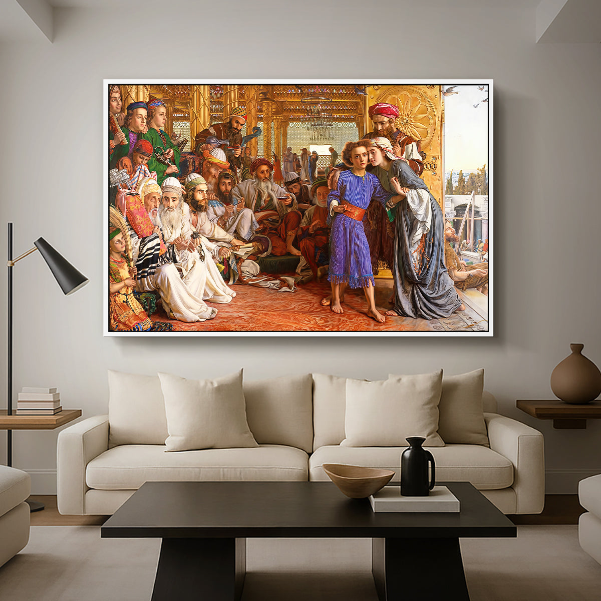 The Finding of the Saviour in the Temple, 1854-1860 - Floater Framed Canvas Print