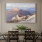Canvas art print featuring a distant mountain peak viewed from elevated ridge with sweeping landscape, showcased as a statement wall artwork