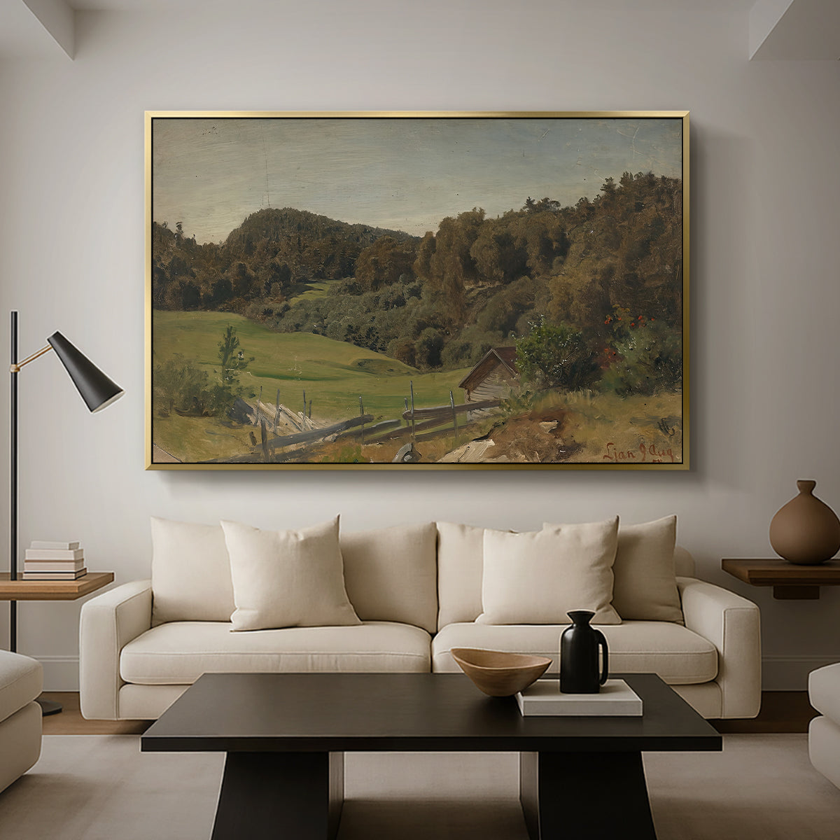 Landscape at Ljan, 1858 - Floater Framed Canvas Print