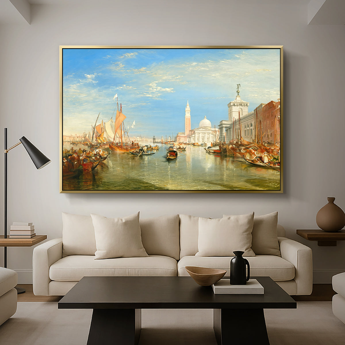 Venice: The Dogana and San Giorgio Maggiore, 1834 - Floater Framed Canvas Print
