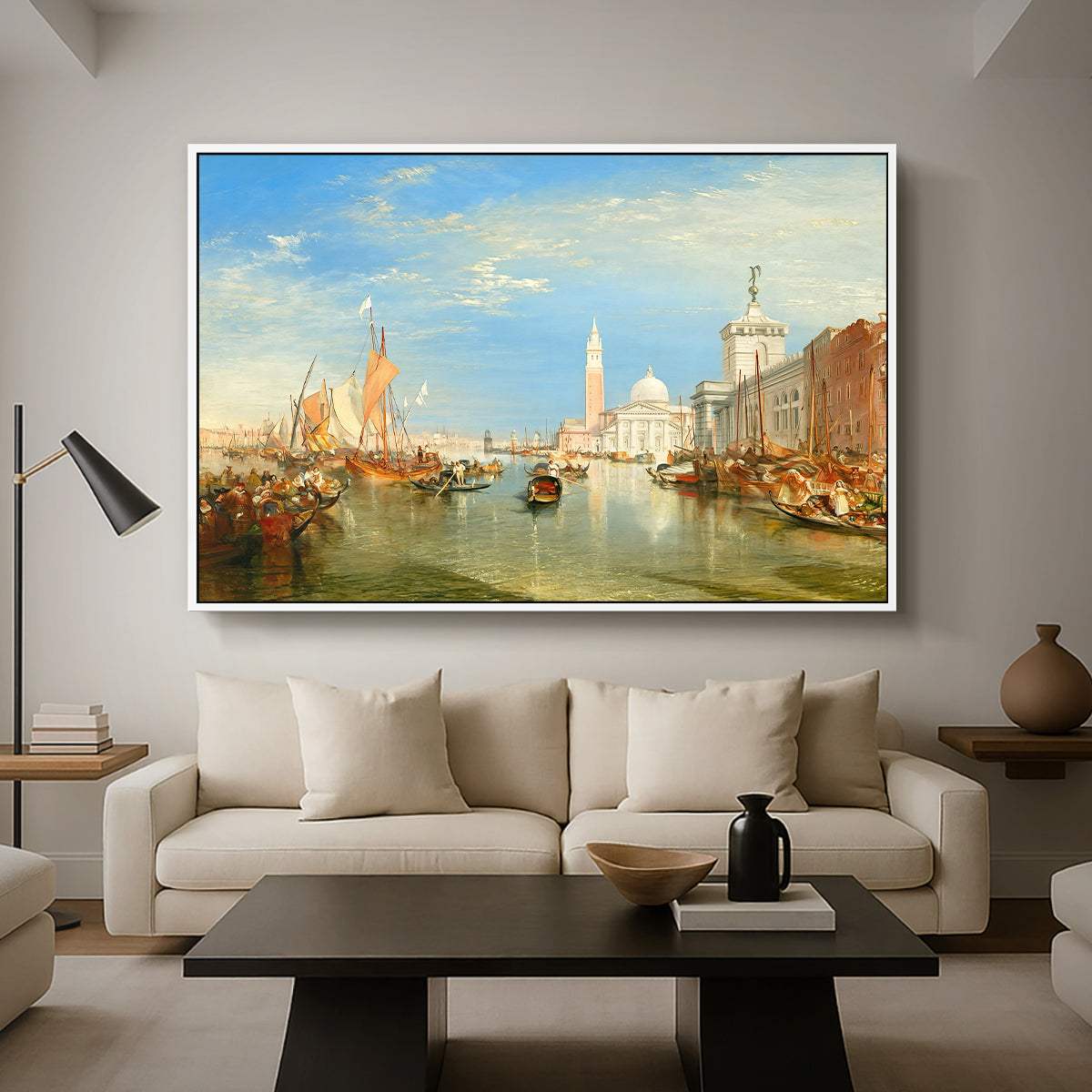 Venice: The Dogana and San Giorgio Maggiore, 1834 - Floater Framed Canvas Print