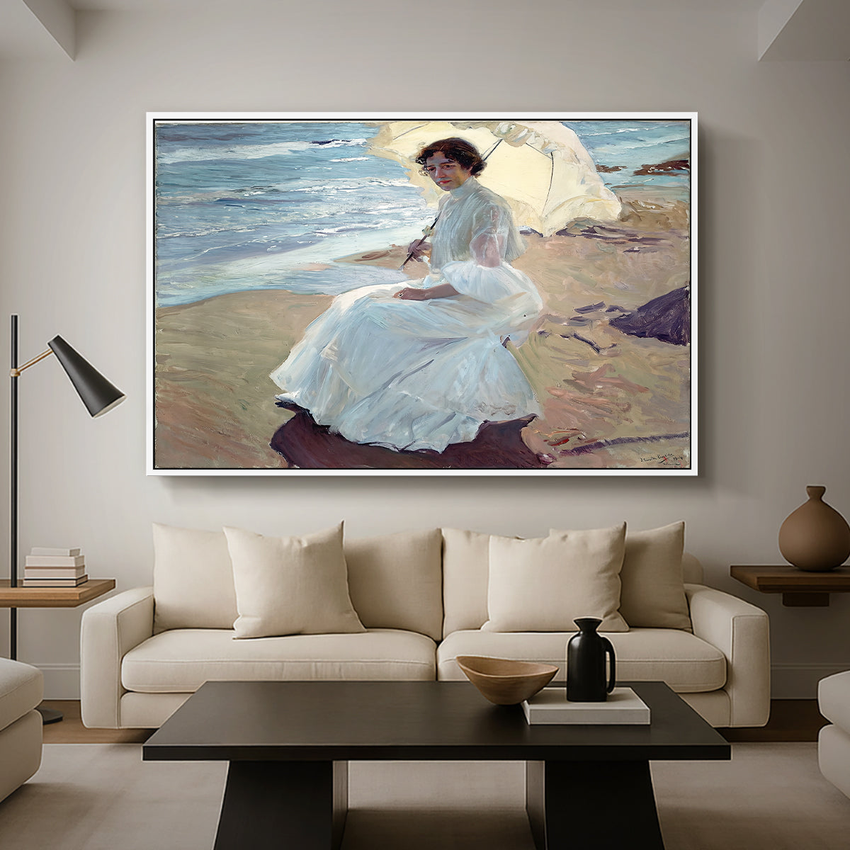 Clotilde on the Beach, 1904 - Floater Framed Canvas Print