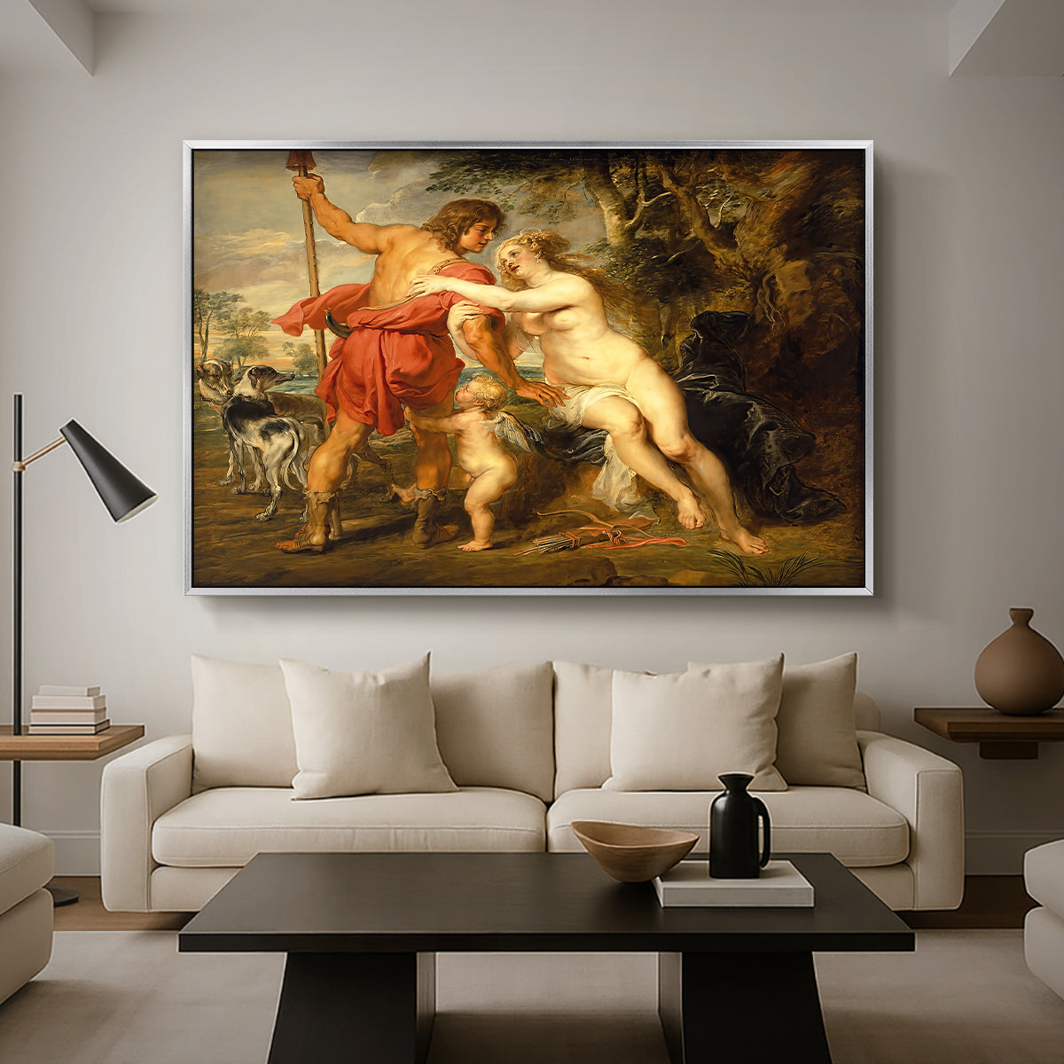 Venus and Adonis, c. 1635 - Floater Framed Canvas Print