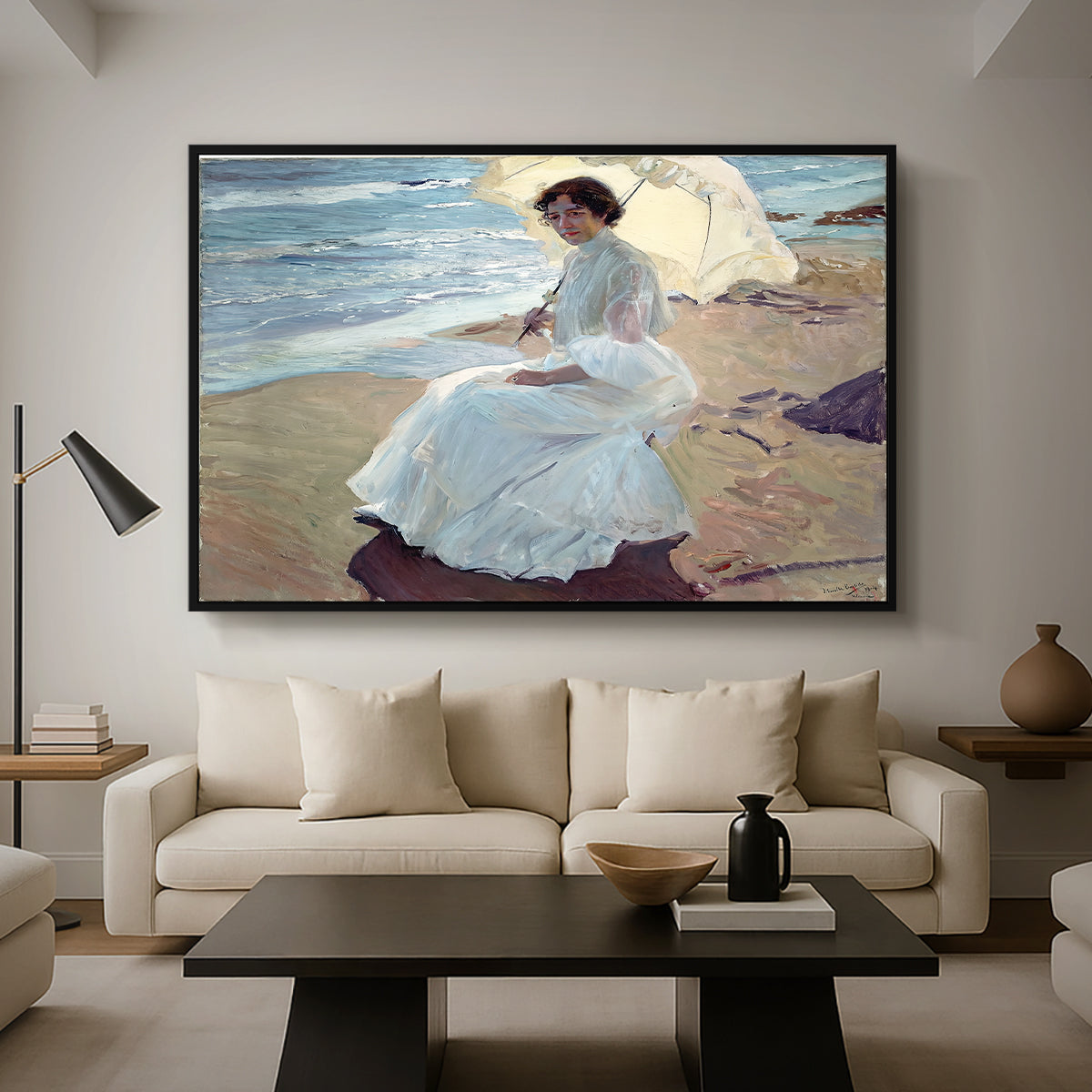Clotilde on the Beach, 1904 - Floater Framed Canvas Print
