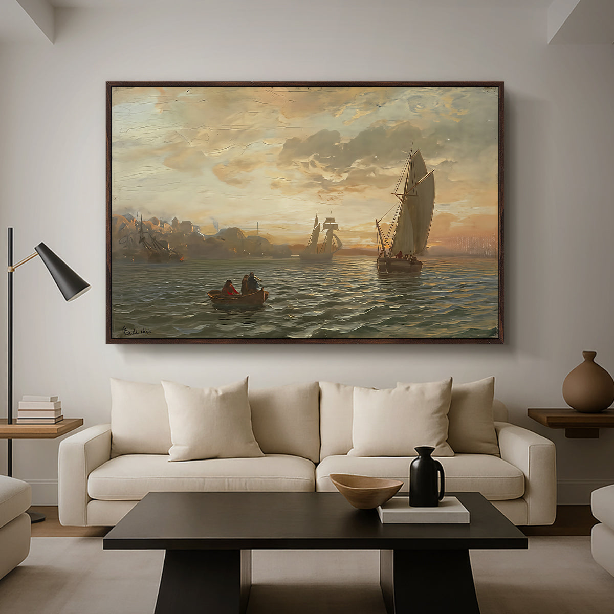 View from the Oslofjord, 1866 - Floater Framed Canvas Print