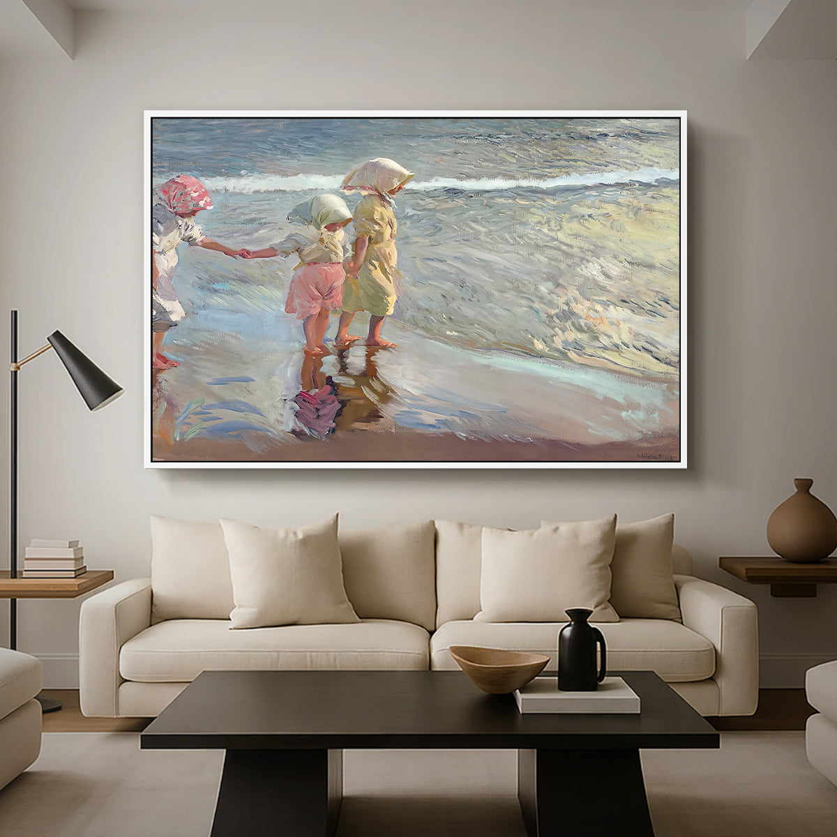 The Three Sisters on the Beach, 1908 - Floater Framed Canvas Print