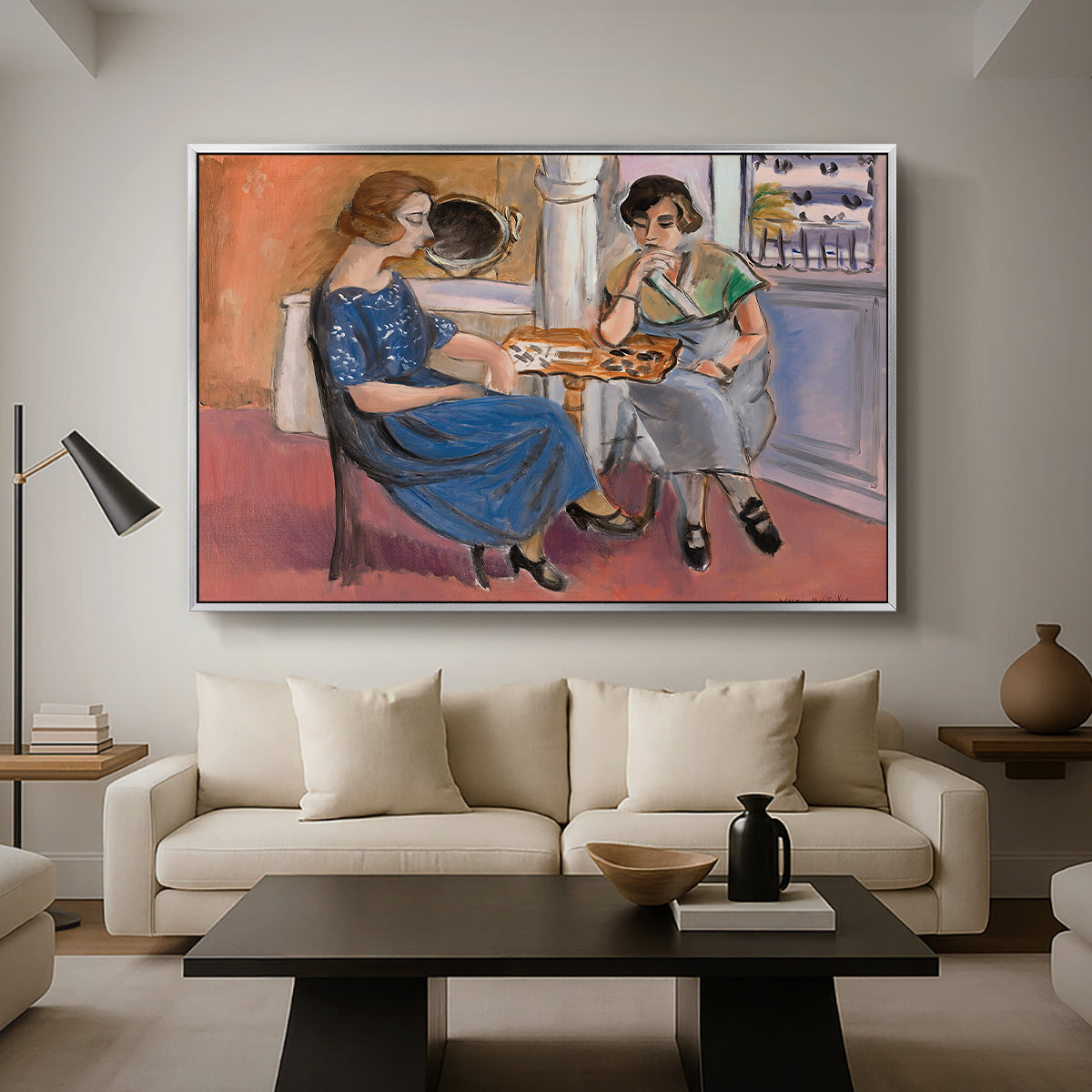 Domino Players, 1921 - Floater Framed Canvas Print