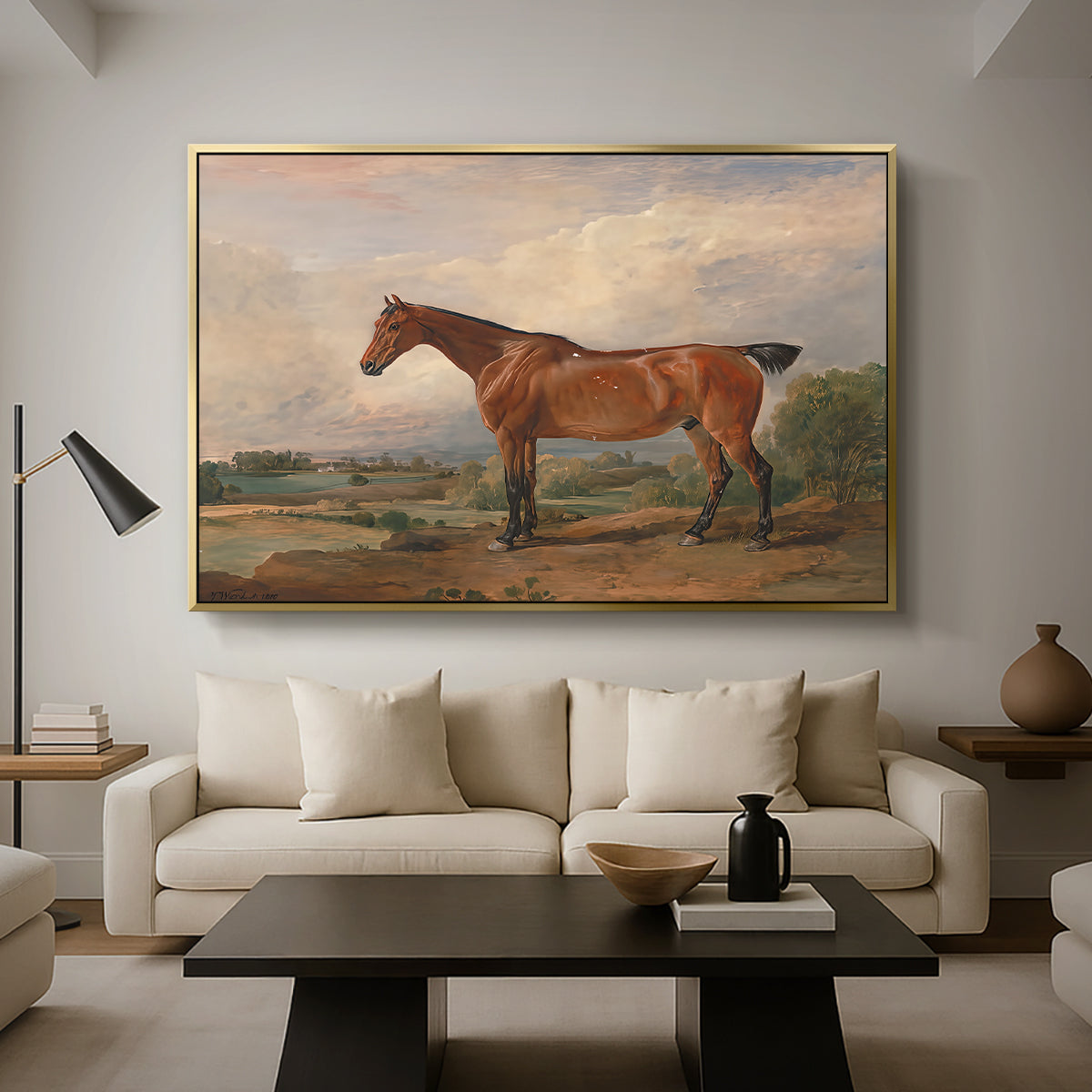 A Hunter in a Landscape, c. 1810 - Floater Framed Canvas Print
