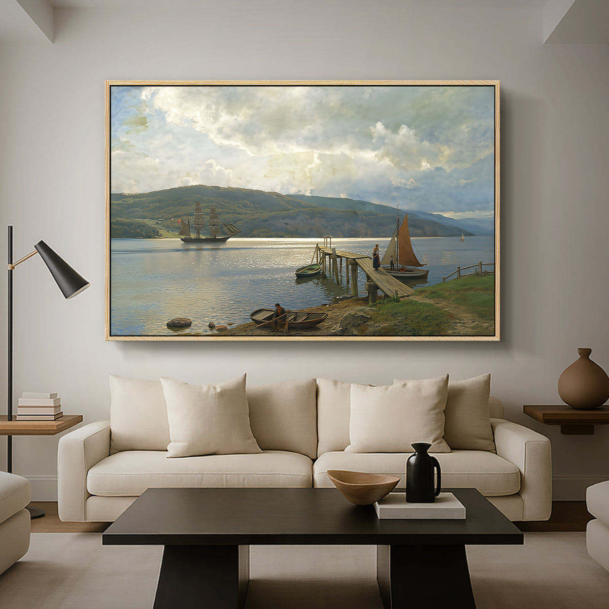 The Jetty at Feste near Moss, 1898 - Floater Framed Canvas Print