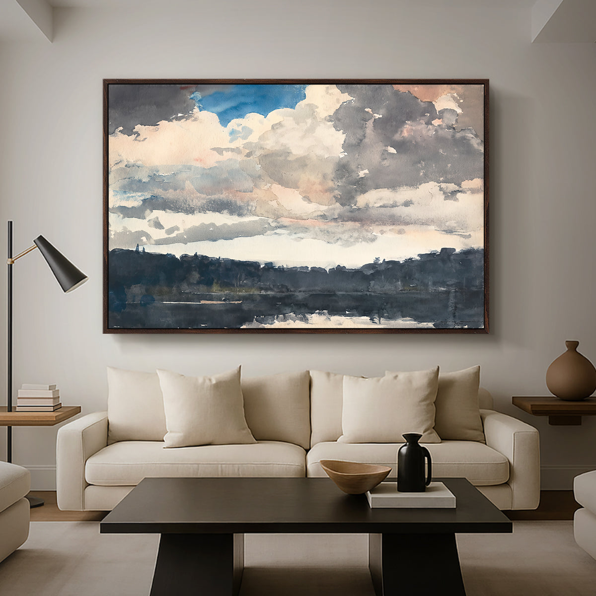 The Lone Boat, North Woods Club, Adirondacks, 1892 - Floater Framed Canvas Print