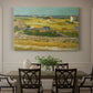 Canvas art print featuring an expansive farmland with workers harvesting crops under bright sky, showcased as a statement wall artwork