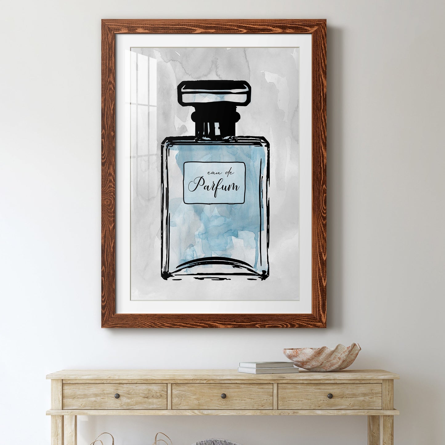 Blue Wash Perfume - Premium Framed Print - Distressed Barnwood Frame - Ready to Hang