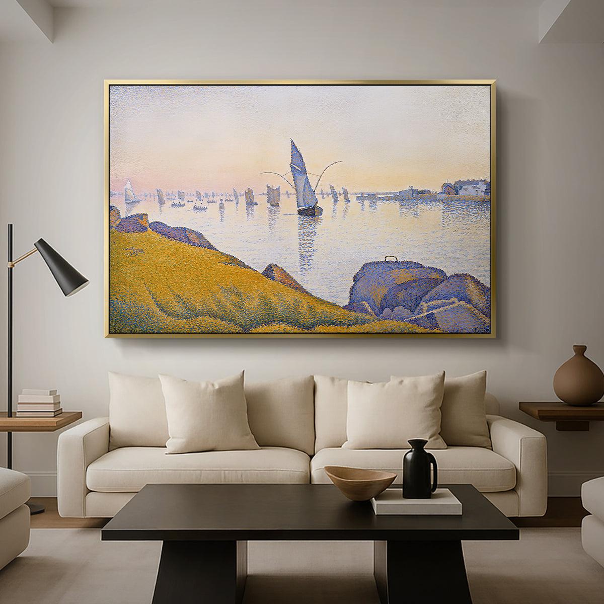 Evening Calm, Concarneau, Opus 220, 1891 - Floater Framed Canvas Print