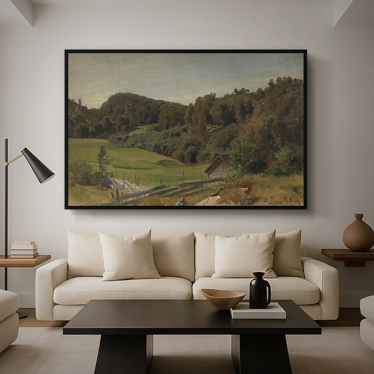 Landscape at Ljan, 1858 - Floater Framed Canvas Print