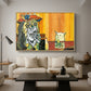 Woman Yelling at a Cat Meme (Picasso Parody) - Floater Framed Canvas Print