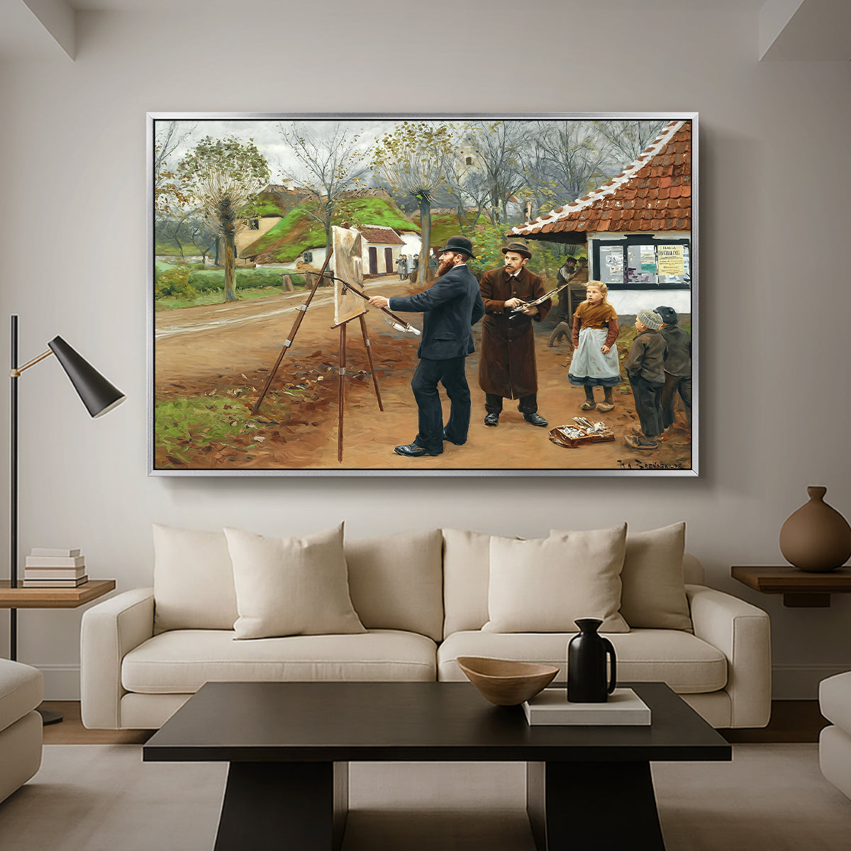 L. A. Ring Painting near Aasum Smithy, 1893 - Floater Framed Canvas Print