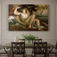 Canvas art print featuring a reclining mythological figures with Cupid in warm-toned classical setting, showcased as a statement wall artwork