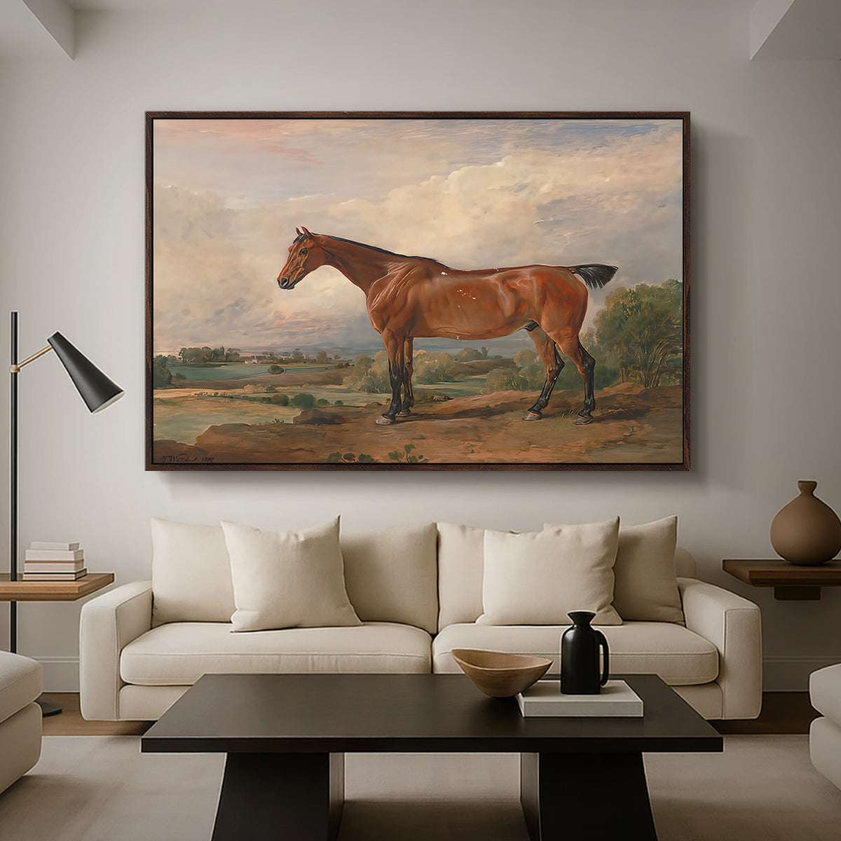 A Hunter in a Landscape, c. 1810 - Floater Framed Canvas Print
