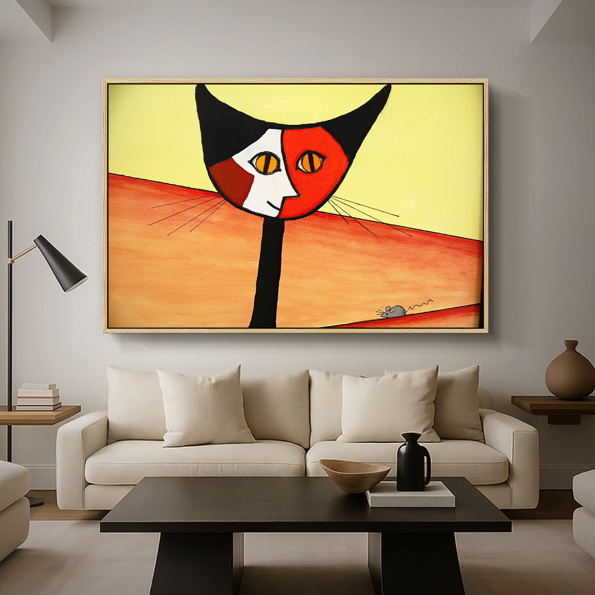 Picasso's Cat–El Gato - Floater Framed Canvas Print