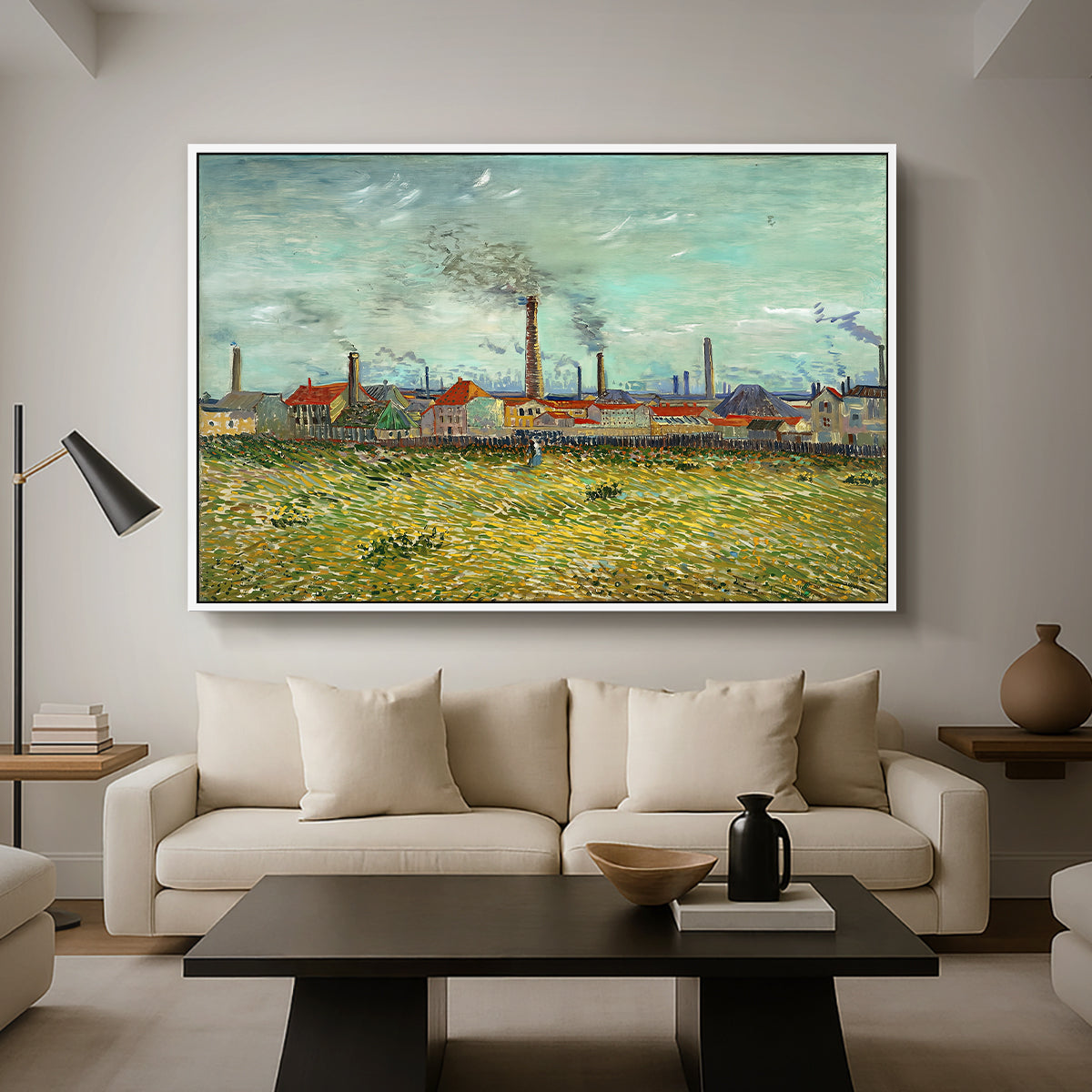 Factories at Clichy, 1887 - Floater Framed Canvas Print