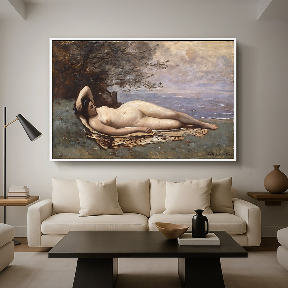 Bacchante by the Sea, 1865 - Floater Framed Canvas Print